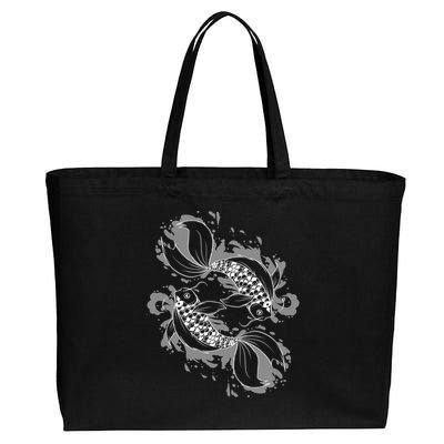 Japanese Koi Pisces Cotton Canvas Jumbo Tote