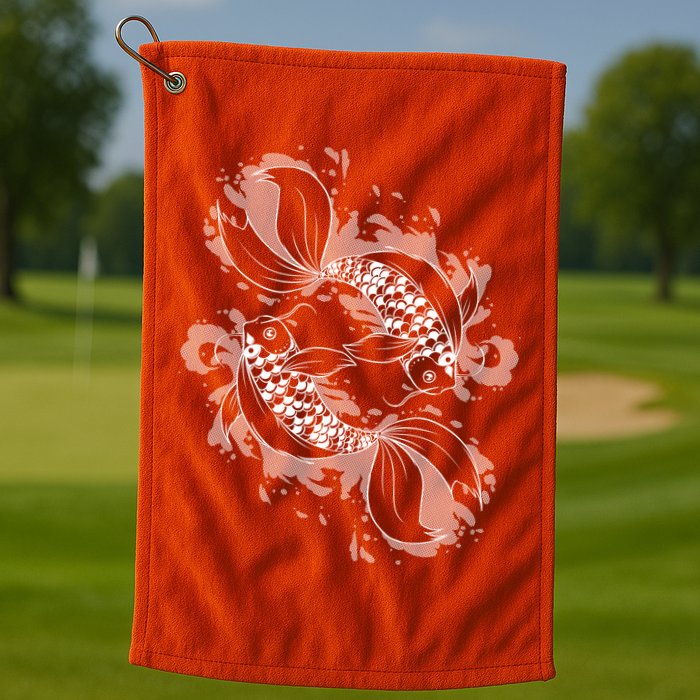 Japanese Koi Pisces Golf Towel