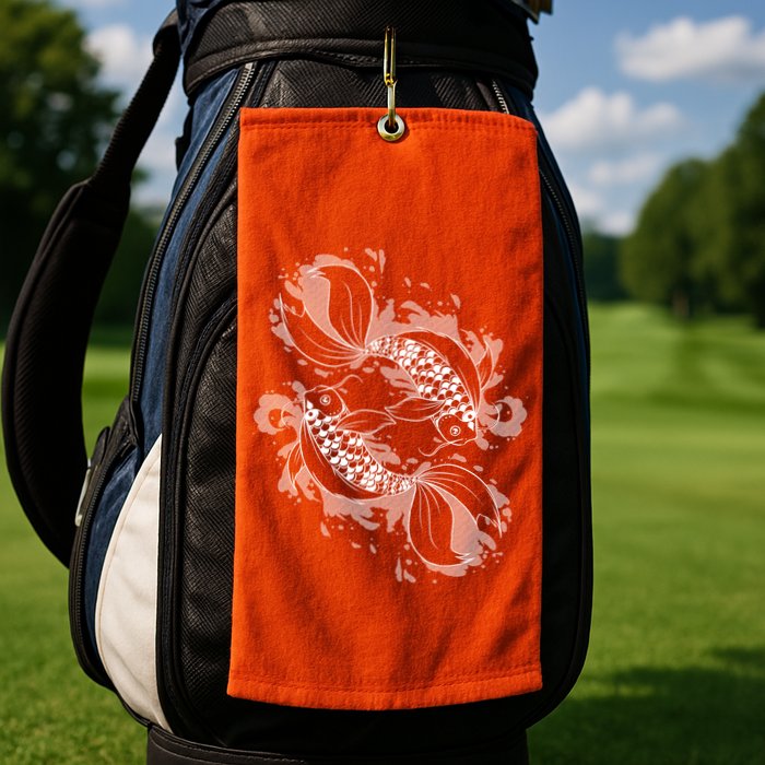 Japanese Koi Pisces Golf Towel