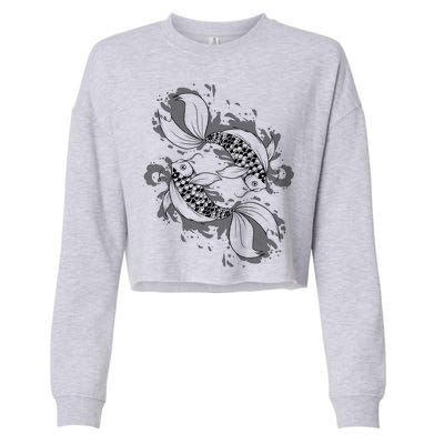 Japanese Koi Pisces Cropped Pullover Crew