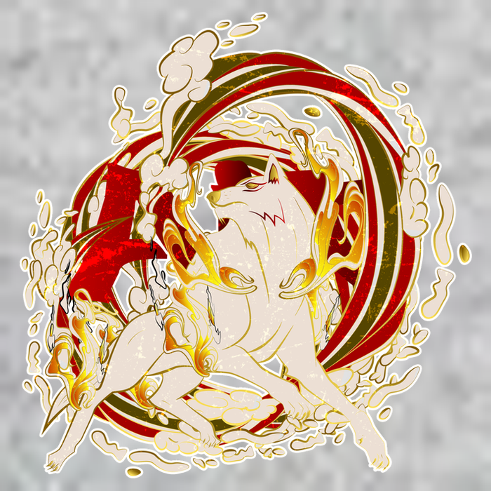 Japanese Mythology Okami Wolf Long Sleeve Shirt