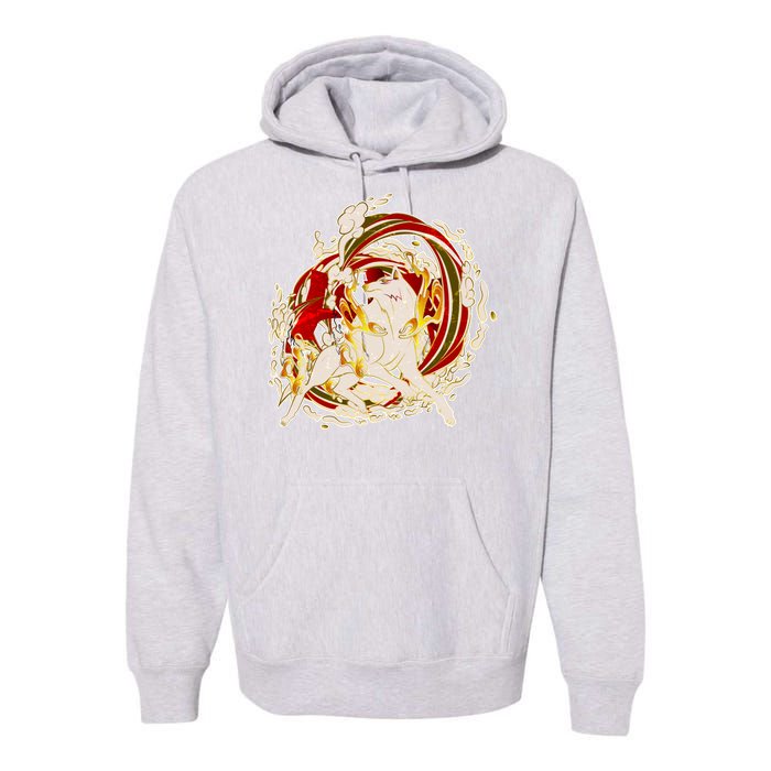 Japanese Mythology Okami Wolf Premium Hoodie