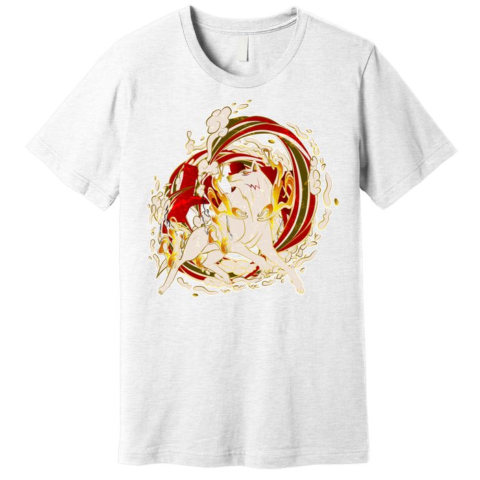 Japanese Mythology Okami Wolf Premium T-Shirt