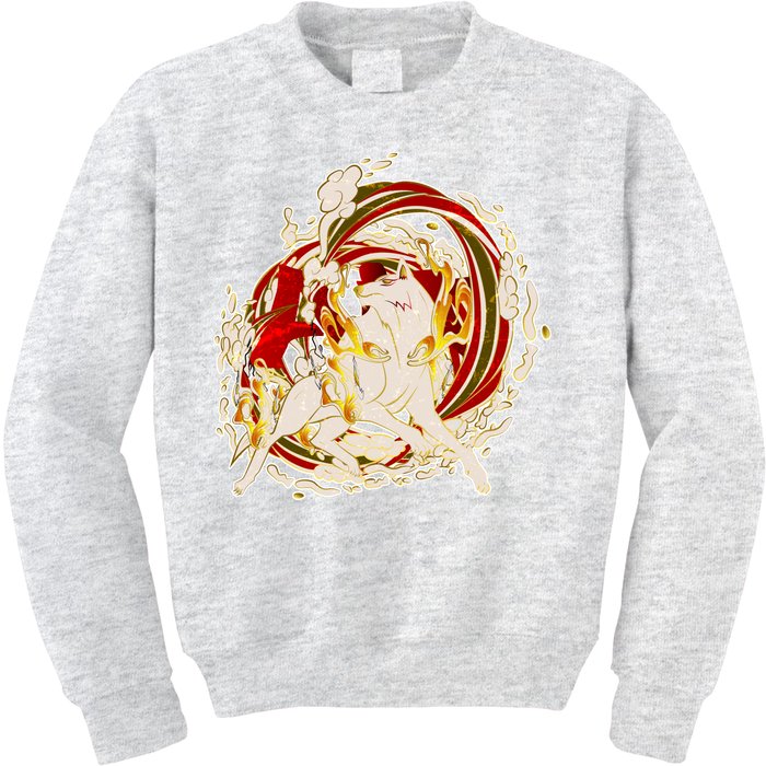 Japanese Mythology Okami Wolf Kids Sweatshirt