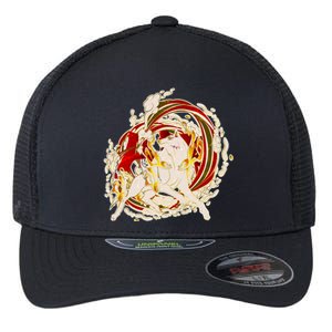 Japanese Mythology Okami Wolf Flexfit Unipanel Trucker Cap