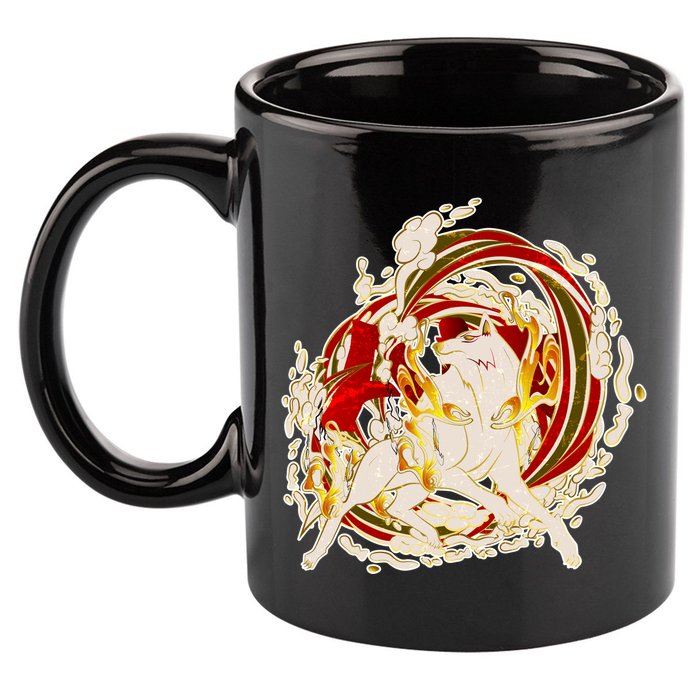 Japanese Mythology Okami Wolf 11oz C Handle Ceramic Mug
