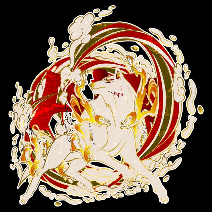 Japanese Mythology Okami Wolf 16 in Basic Backpack