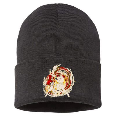 Japanese Mythology Okami Wolf Sustainable Knit Beanie