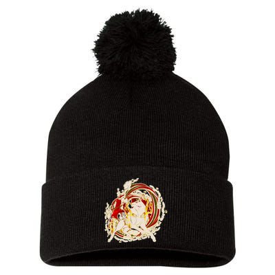 Japanese Mythology Okami Wolf Pom Pom 12in Knit Beanie