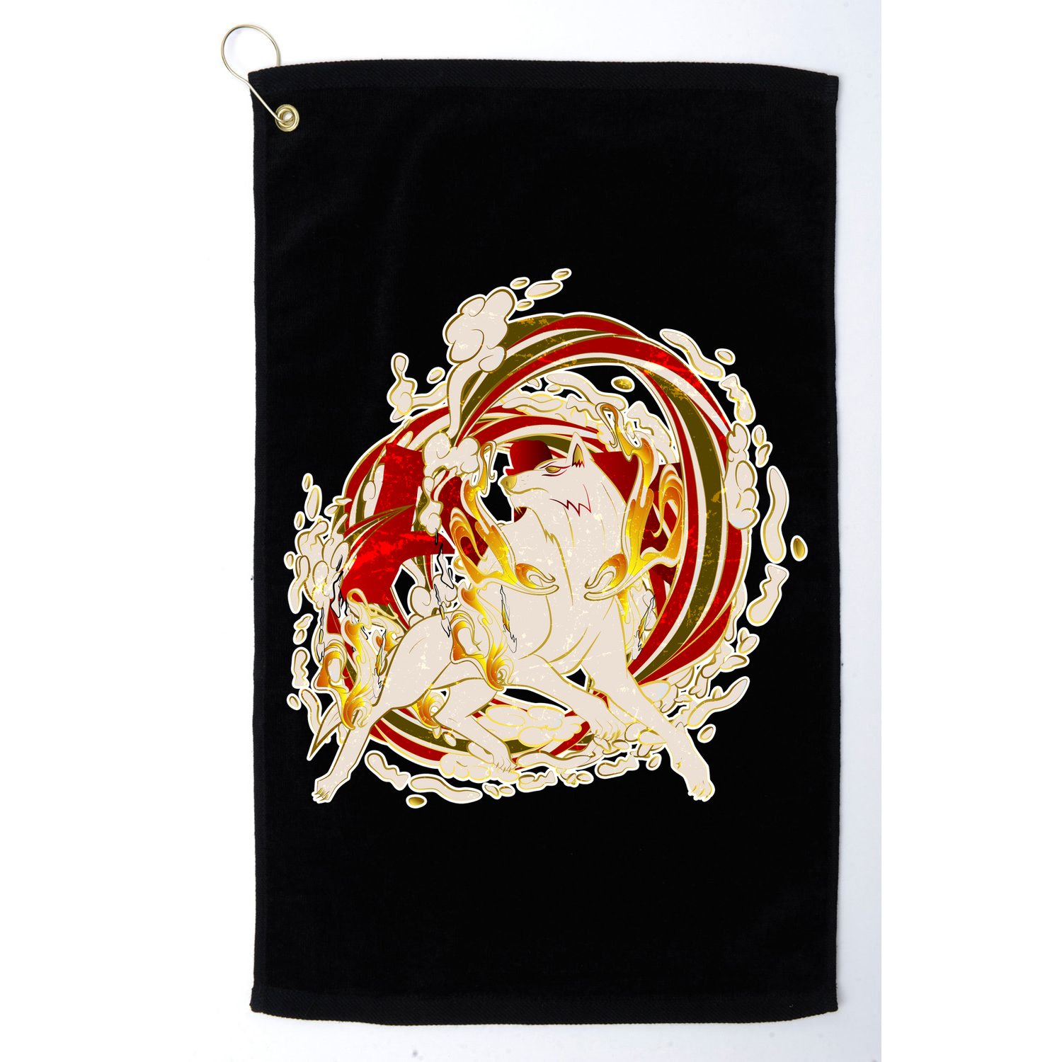 Japanese Mythology Okami Wolf Golf Towel