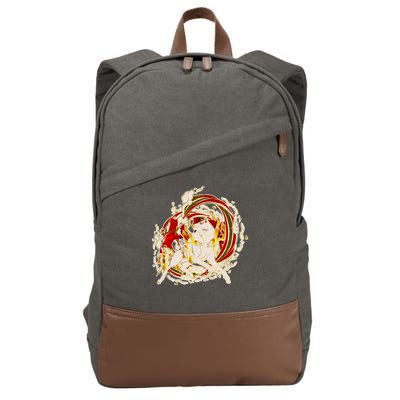 Japanese Mythology Okami Wolf Cotton Canvas Backpack