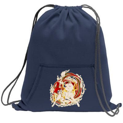 Japanese Mythology Okami Wolf Sweatshirt Cinch Pack Bag