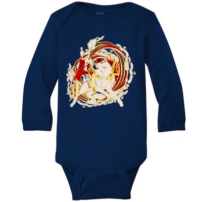 Japanese Mythology Okami Wolf Baby Long Sleeve Bodysuit