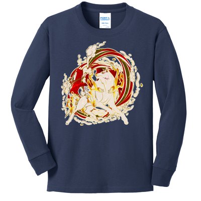 Japanese Mythology Okami Wolf Kids Long Sleeve Shirt