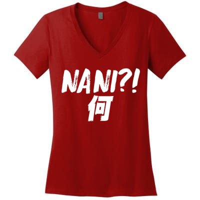 Japanese NANI WHAT Women's V-Neck T-Shirt