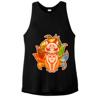 Japanese Nine Tails Kitsune Fox Elements Seasons Ladies PosiCharge Tri-Blend Wicking Tank
