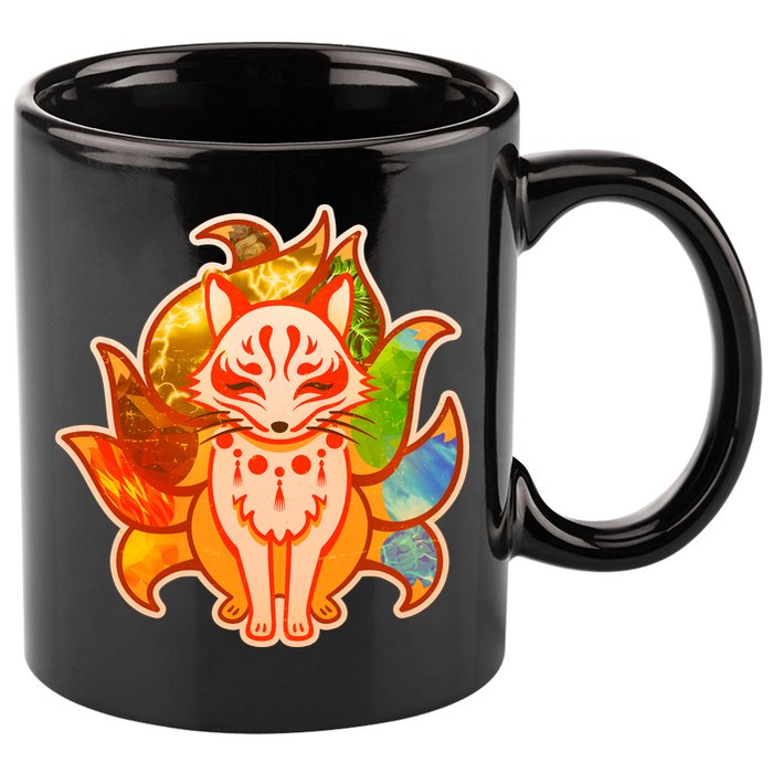Japanese Nine Tails Kitsune Fox Elements Seasons 11oz C Handle Ceramic Mug
