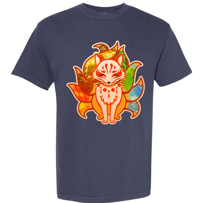 Japanese Nine Tails Kitsune Fox Elements Seasons Garment-Dyed Heavyweight T-Shirt