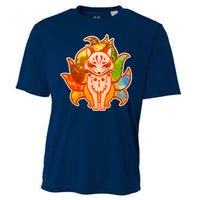 Japanese Nine Tails Kitsune Fox Elements Seasons Cooling Performance Crew T-Shirt