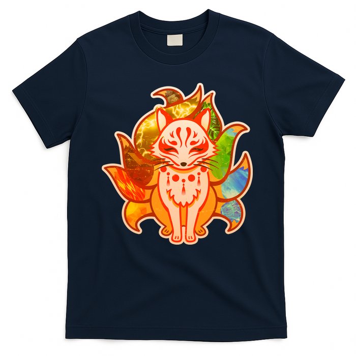 Japanese Nine Tails Kitsune Fox Elements Seasons T-Shirt