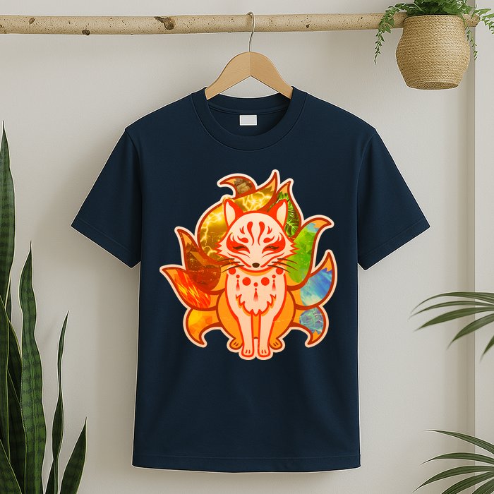 Japanese Nine Tails Kitsune Fox Elements Seasons T-Shirt