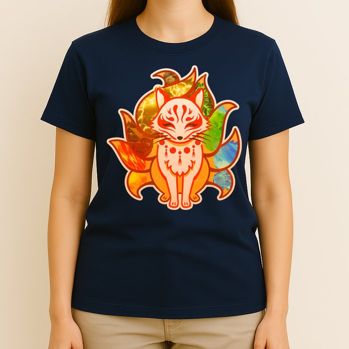 Japanese Nine Tails Kitsune Fox Elements Seasons T-Shirt