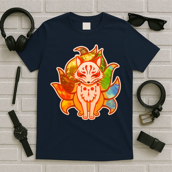 Japanese Nine Tails Kitsune Fox Elements Seasons T-Shirt
