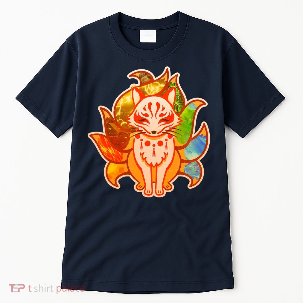 Japanese Nine Tails Kitsune Fox Elements Seasons Tall T-Shirt