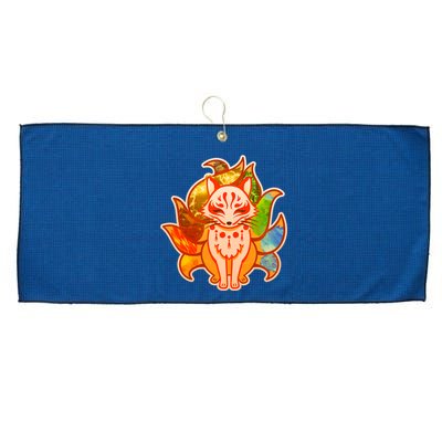 Japanese Nine Tails Kitsune Fox Elements Seasons Large Microfiber Waffle Golf Towel