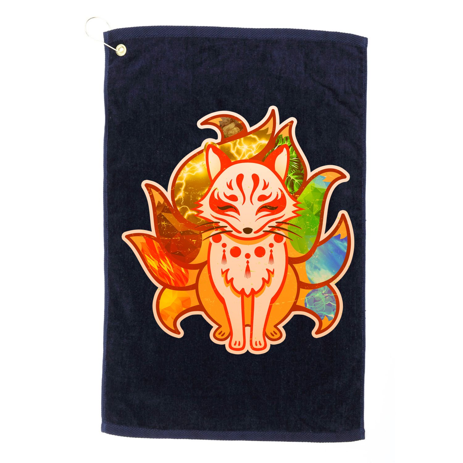 Japanese Nine Tails Kitsune Fox Elements Seasons Golf Towel