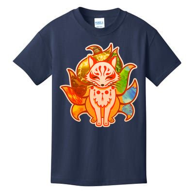 Japanese Nine Tails Kitsune Fox Elements Seasons Kids T-Shirt