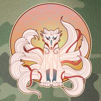 Japanese Nine Tails Kitsune Fox Emblem Pattern Legacy Tie Dye Trucker Hat