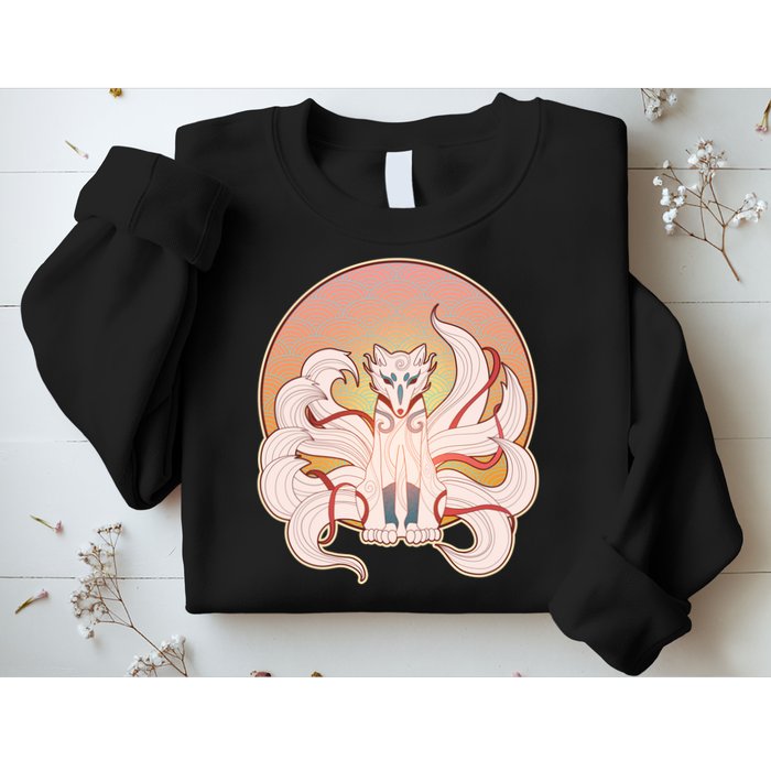 Japanese Nine Tails Kitsune Fox Emblem Pattern Sweatshirt