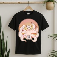 Japanese Nine Tails Kitsune Fox Emblem Pattern T-Shirt