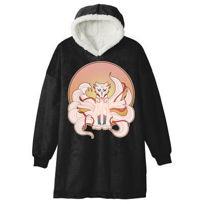 Japanese Nine Tails Kitsune Fox Emblem Pattern Hooded Wearable Blanket