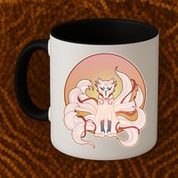 Japanese Nine Tails Kitsune Fox Emblem Pattern Mug