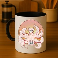 Japanese Nine Tails Kitsune Fox Emblem Pattern Mug