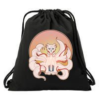 Japanese Nine Tails Kitsune Fox Emblem Pattern Drawstring Bag