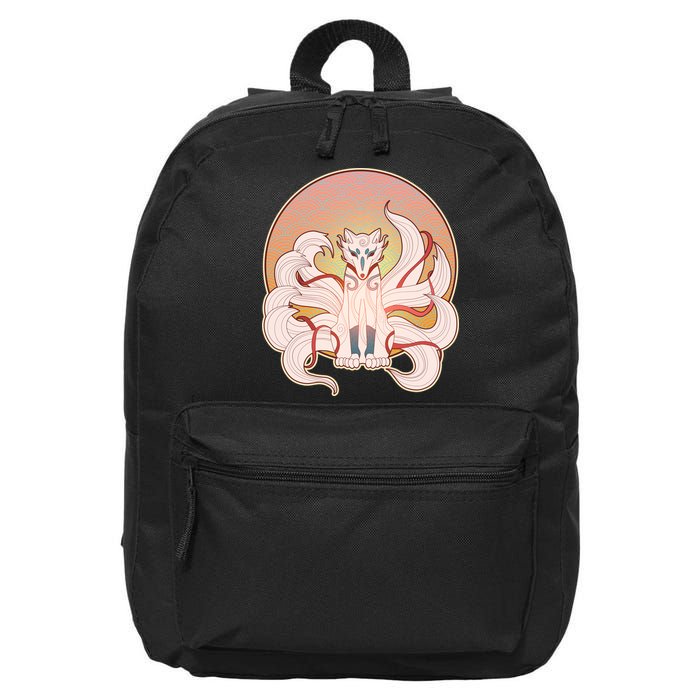 Japanese Nine Tails Kitsune Fox Emblem Pattern 16 in Basic Backpack