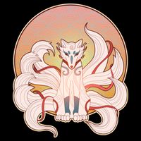 Japanese Nine Tails Kitsune Fox Emblem Pattern 16 in Basic Backpack