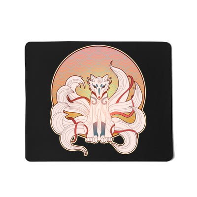 Japanese Nine Tails Kitsune Fox Emblem Pattern Mousepad