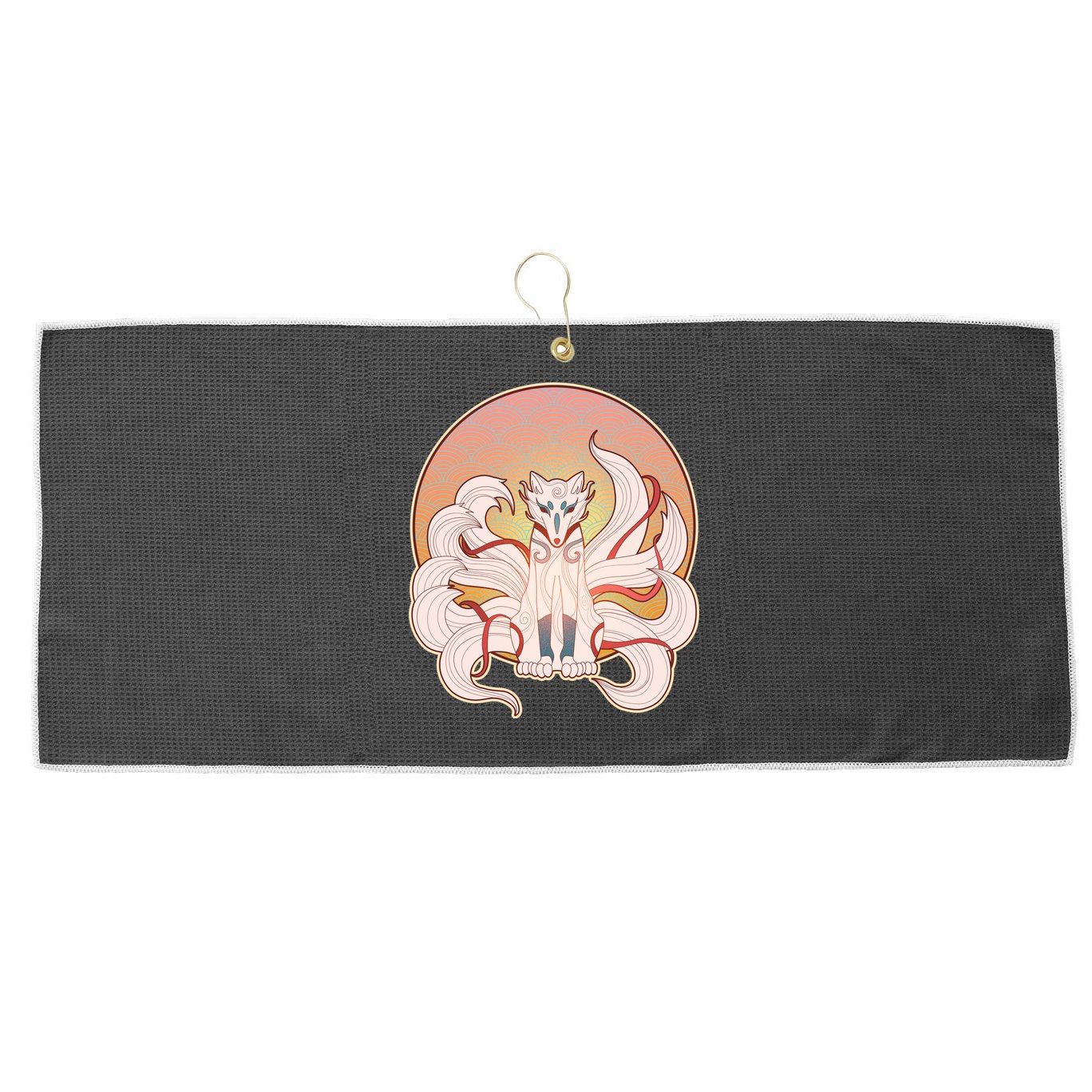 Japanese Nine Tails Kitsune Fox Emblem Pattern Large Microfiber Waffle Golf Towel