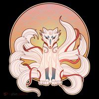Japanese Nine Tails Kitsune Fox Emblem Pattern Poster