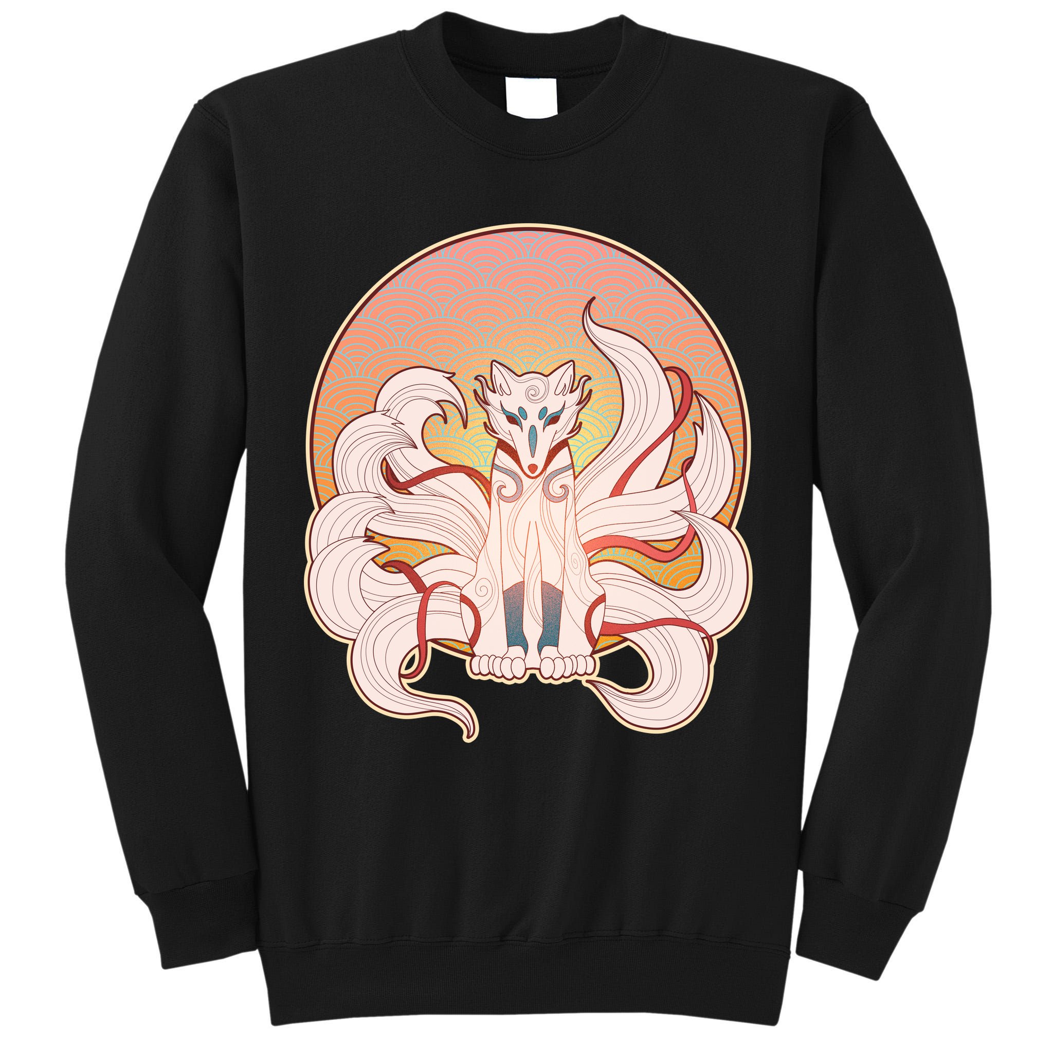 Japanese Nine Tails Kitsune Fox Emblem Pattern Tall Sweatshirt