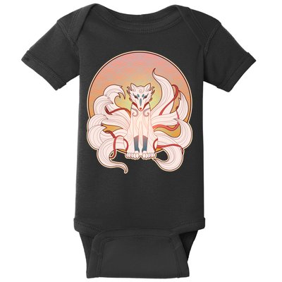 Japanese Nine Tails Kitsune Fox Emblem Pattern Baby Bodysuit