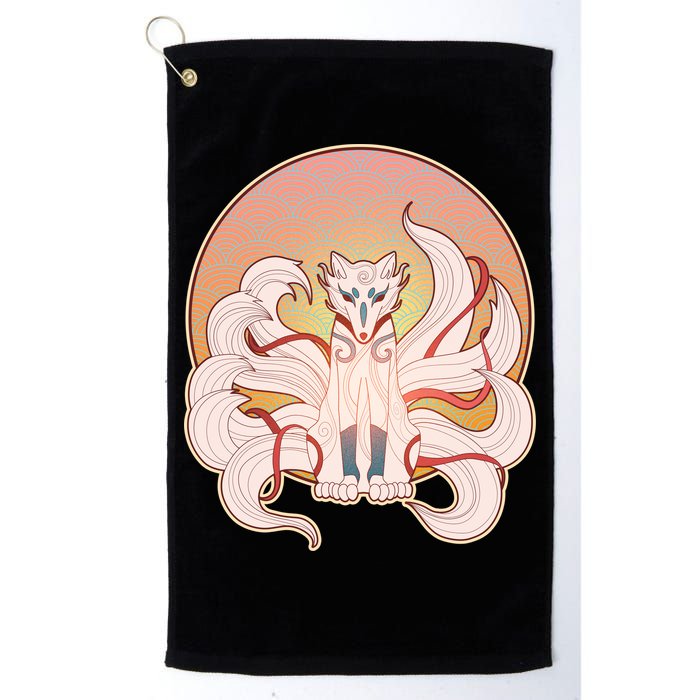 Japanese Nine Tails Kitsune Fox Emblem Pattern Golf Towel