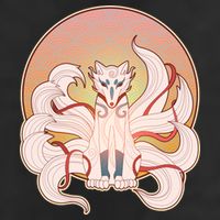 Japanese Nine Tails Kitsune Fox Emblem Pattern Golf Towel