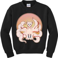 Japanese Nine Tails Kitsune Fox Emblem Pattern Kids Sweatshirt
