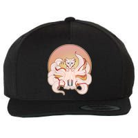 Japanese Nine Tails Kitsune Fox Emblem Pattern Wool Snapback Cap