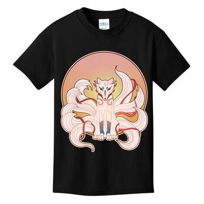 Japanese Nine Tails Kitsune Fox Emblem Pattern Kids T-Shirt